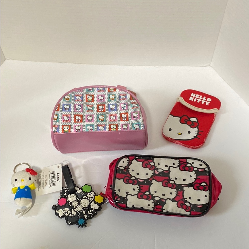 Lot of Sanrio Hello Kitty Luggage Tag Purse Makeup Bag
